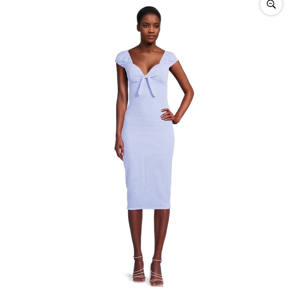 NOBO Sky Blue Ribbed Midi Dress - Picture 4 of 6